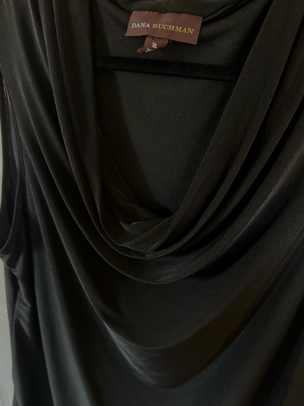 Dana Buchman Black One-Shoulder Draped Cowl Too